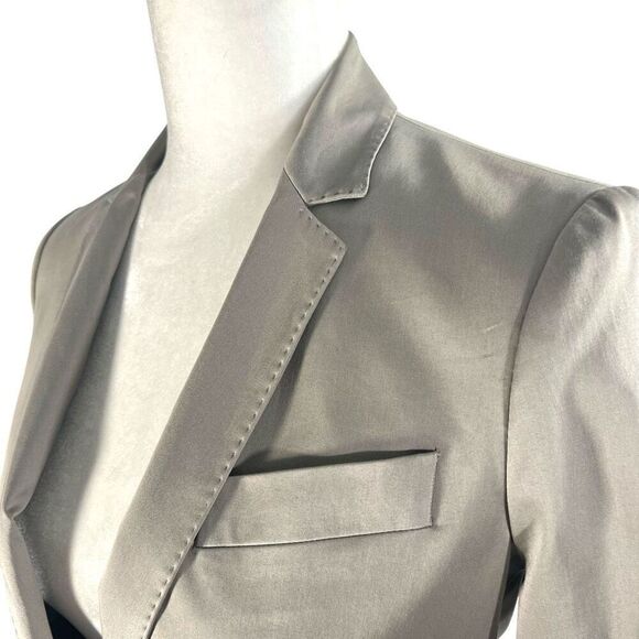 Massimo Dutti Women's Gray Taupe One Button V Neck Single Breasted Blazer Size S - Picture 15 of 16